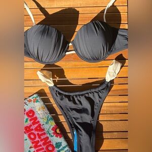 MEDIUM NWT CUPSHE Push-up Bra Black & White Shell Cup Bikini Set